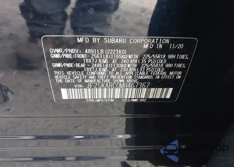 2021 Subaru Forester Sport из США, поврежденный, VIN JF2SKARC0MH467367